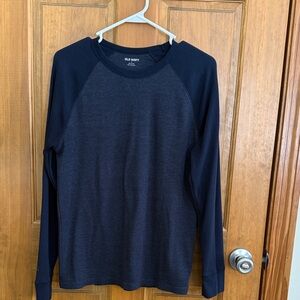 Old Navy Men's Dark Blue Waffle-Knit Shirt